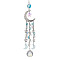 Glass Pendant Decoration, with Alloy Hollow Moon & Star Charm, for Home Decoration, Dark Turquoise, 265mm