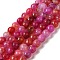 Dyed & Heated Natural Dragon Veins Agate Beads Strands, Faceted, Round, Crimson, 8mm, Hole: 1.2mm, about 48pcs/strand, 14.69''(37.3cm)