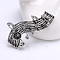 Alloy Brooches, Crystal Rhinestone Pin, Jewely for Women, Musical Note, Antique Silver, 38x23mm