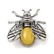 Natural Topaz Jade Brooch, Antique Silver Tone Alloy Bee Brooch, 38x36x11.5mm, Hole: 5x6mm