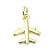 Brass Pendant, Airplane, Real 18K Gold Plated, 14x11.5x1.5mm, Hole: 3mm