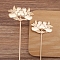 Flower Alloy Hair Stick Finding, Ancient Style Hanfu Accessories for Women, Light Gold, 120mm