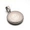 Non-Tarnish Flat Round with San Benito 304 Stainless Steel Pendants, Stainless Steel Color, 22x19x3.5mm, Hole: 6x4.5mm