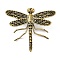 Brass Dragonfly Figurines, for Home Office Desktop Decoration, Antique Golden, 69.5x74x28.5mm