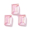 Glass Rhinestone Cabochons, Point Back & Back Plated, Faceted, Rectangle, Light Rose, 14x10x5.5mm