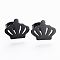 304 Stainless Steel Stud Earrings, Crown, Gunmetal, 10x12x1mm, Pin: 0.8mm