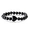 Fashionable Heart & Round Synthetic Blue Goldstone Beaded Stretch Bracelets for Women Men