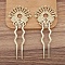 Alloy Hair Fork Findings for Women, Fan, Light Gold, 47x45mm