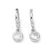 Flat Round Rack Plating Brass Cubic Zirconia Hoop Earrings EJEW-K245-22P-1