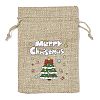 Christmas Printed Burlap Packing Pouches Drawstring Bags ABAG-Q053-02A-03-1