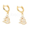 Brass Micro Pave Clear Cubic Zirconia Huggie Hoop Earrings for Christmas ZIRC-I053-03G-2