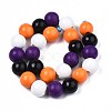 Halloween Spray Painted Natural Wood Beads Strands WOOD-S053-55E-2