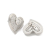 Heart Brass Pave Clear Cubic Zirconia Stud Earrings EJEW-M258-32P-2