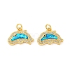 Brass Micro Pave Cubic Zirconia with Synthetic Opal Pendants KK-D096-06A-G-1