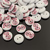 2-Hole Flat Round Number Printed Wooden Sewing Buttons BUTT-M002-13mm-2-1