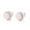 Natural Gemstone Half Round Stud Earrings EJEW-K092-01P-2