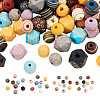 Fashewelry 120Pcs 4 Style Painted Natural Wood Beads WOOD-FW0001-07-2