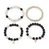 4Pcs 4 Styles Gemstone Beaded Stretch Bracelets Sets BJEW-JB111342-4