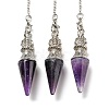 Natural Amethyst Pointed Dowsing Pendulums AJEW-P113-01P-01-1