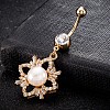 Brass Cubic Zirconia and Pearl Navel Ring AJEW-EE0004-05-4
