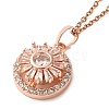 Brass Pave Clear Glass Flower Pendant Necklaces NJEW-M080-07A-1