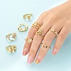 9Pcs 9 Style Adjustable Brass Micro Pave Clear Cubic Zirconia Cuff Rings RJEW-LS0001-18G-6