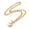 304 Stainless Steel Heart Clasp Pendant Necklace for Women NJEW-G018-07G-2
