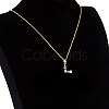 Golden Brass Micro Pave Cubic Zirconia Initial Pendants Necklaces NJEW-S069-JN002-L-2