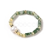 Natural Moss Agate Stretch Rings RJEW-C090-02G-3