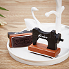 Vintage Sewing Machine Design Wooden Rubber Stamps AJEW-WH0152-14-6