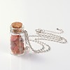 Cute Design Glass Wishing Bottle Pendant Necklaces NJEW-JN01090-2