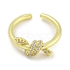 Rack Plating Brass Micro Pave Cubic Zirconia Knot Open Cuff Rings for Women RJEW-I104-14G-2