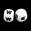 20Pcs White Cube Letter Silicone Beads 12x12x12mm Square Dice Alphabet Beads with 2mm Hole Spacer Loose Letter Beads for Bracelet Necklace Jewelry Making JX432W-2