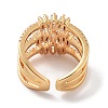 Brass with Cubic Zirconia Open Cuff Rings RJEW-B053-07-3