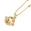 Brass Pave Cubic Zirconia Planet Pendant Necklaces for Women NJEW-S429-02G-01-1