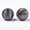 Wood Beads Covered with Polyester Cord Wire X-WOVE-S117-16mm-03-4