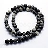 Natural Black Silk Stone/Netstone Beads Strands G-I199-11-4mm-2