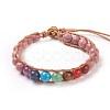 Natural Rhodonite Cord Beaded Bracelets BJEW-E351-02C-1