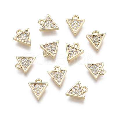 Brass Micro Pave Clear Cubic Zirconia Charms KK-R134-008-NF-1