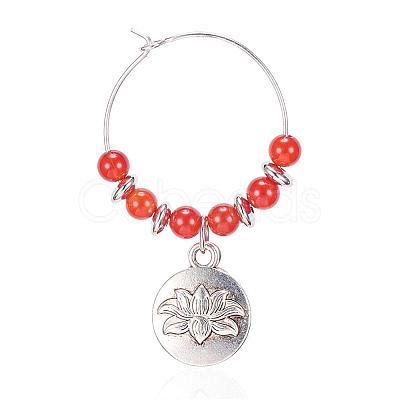 Natural Carnelian Wine Glass Charms AJEW-JO00154-03-1