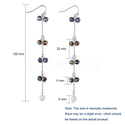 Faceted Rondelle Glass Beads Dangle Earrings EJEW-JE03817-01-1