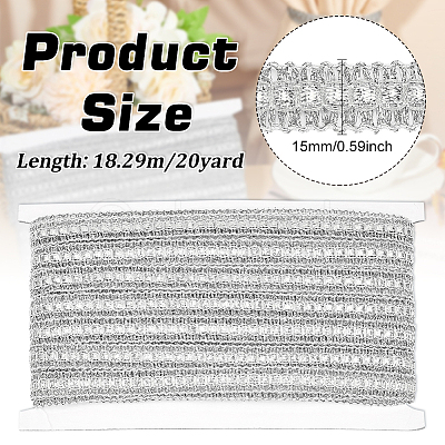 Polyester Braided Metallic Lace Trim SRIB-WH0011-180C-02-1