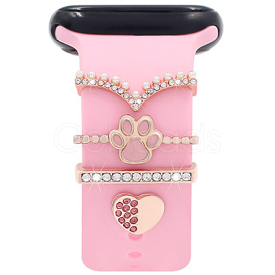 Rectangle Alloy Watch Band Charms Set with Crystal Rhinestone PW-WG37160-01-1