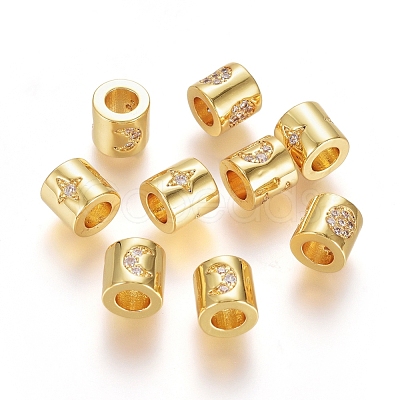 Brass Micro Pave Cubic Zirconia Beads X-ZIRC-G166-41G-1