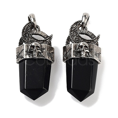 Natural Obsidian Faceted Sword Pendants G-Q163-01AS-09-1