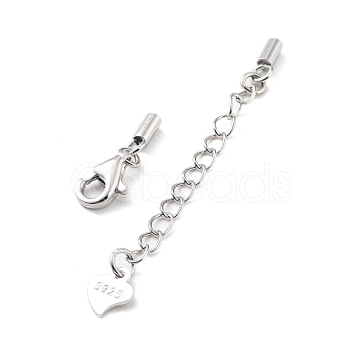 Anti-Tarnish Rhodium Plated 925 Sterling Silver Curb Chain Extender STER-G039-03B-P-1