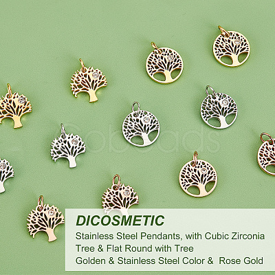 DICOSMETIC 12Pcs 2 Style 3 Colors 316 Surgical Stainless Steel Pendants STAS-DC0006-16-1