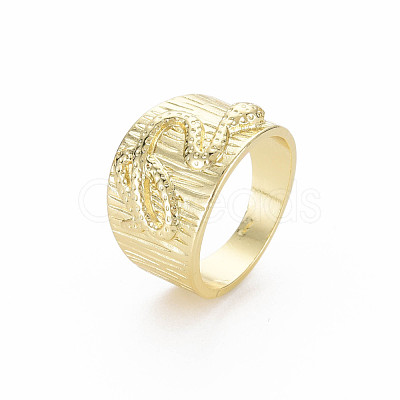 Snake Pattern Rack Plating Alloy Wide Band Rings RJEW-Q163-032A-RS-1