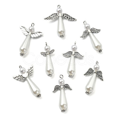 40Pcs 8 Styles Acrylic Imitation Pearl & Alloy Charms PALLOY-CJ0002-67-1