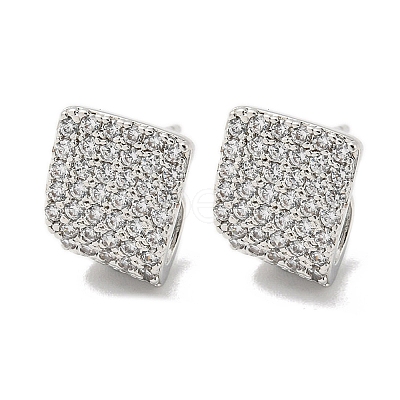 Brass with Clear Cubic Zirconia Stud Earrings EJEW-B035-13P-1